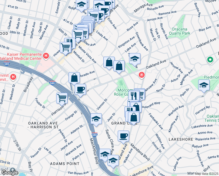 map of restaurants, bars, coffee shops, grocery stores, and more near 748 Oakland Avenue in Oakland