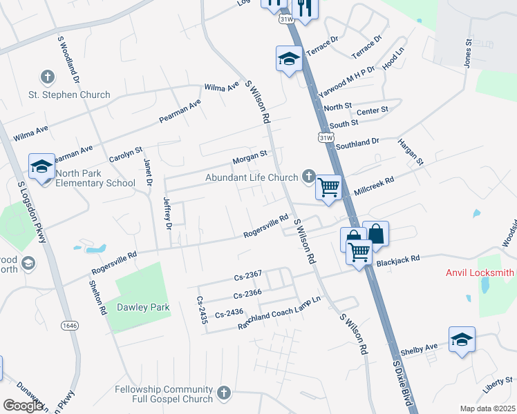 map of restaurants, bars, coffee shops, grocery stores, and more near 1489 Dabra Court in Radcliff