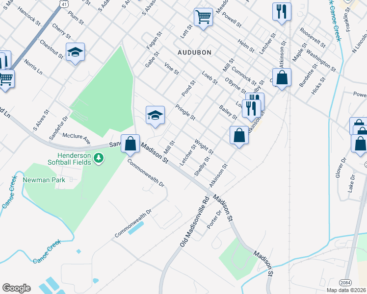 map of restaurants, bars, coffee shops, grocery stores, and more near 1000-1098 Mill St in Henderson