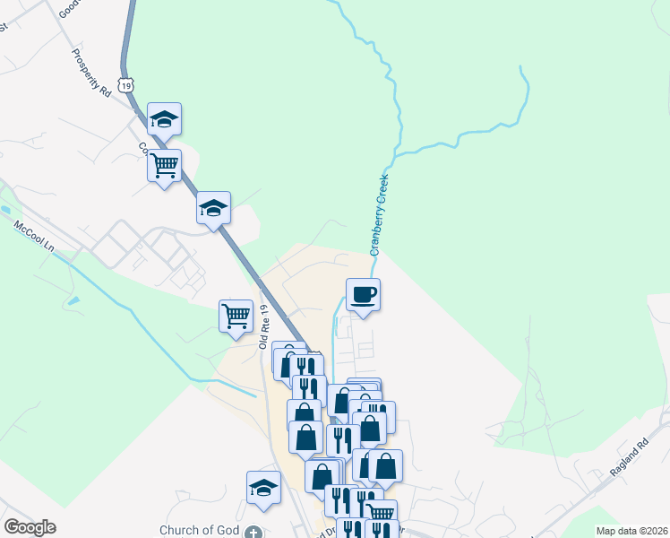 map of restaurants, bars, coffee shops, grocery stores, and more near 162 Briarwood Lane in Beckley