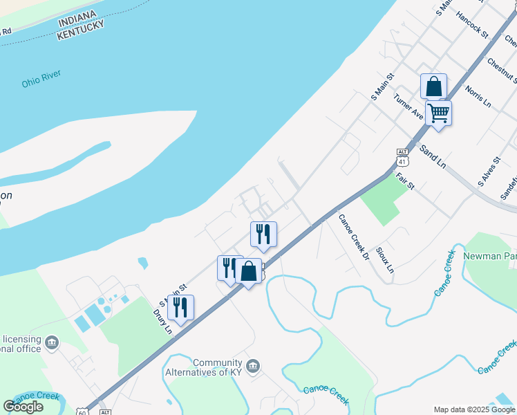 map of restaurants, bars, coffee shops, grocery stores, and more near 1629 South Main Street in Henderson