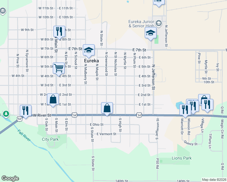 map of restaurants, bars, coffee shops, grocery stores, and more near 601-699 E 3rd St in Eureka