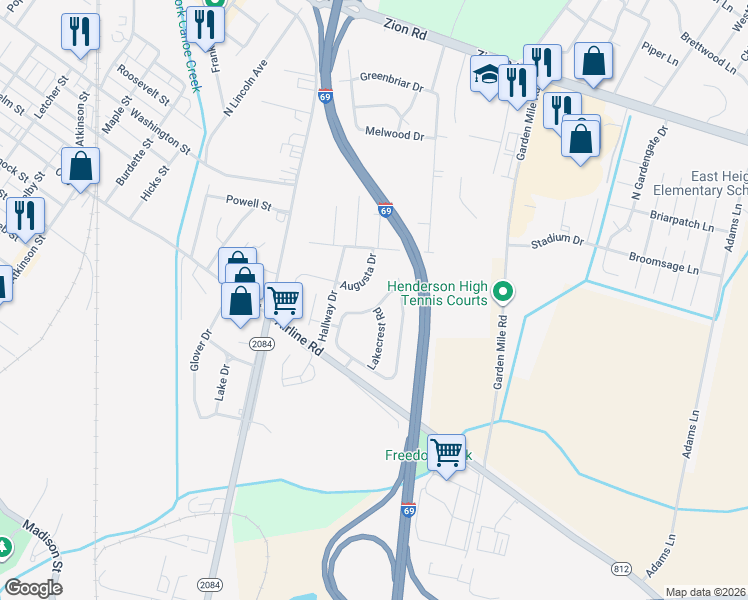 map of restaurants, bars, coffee shops, grocery stores, and more near 2155-2199 Augusta Dr in Henderson