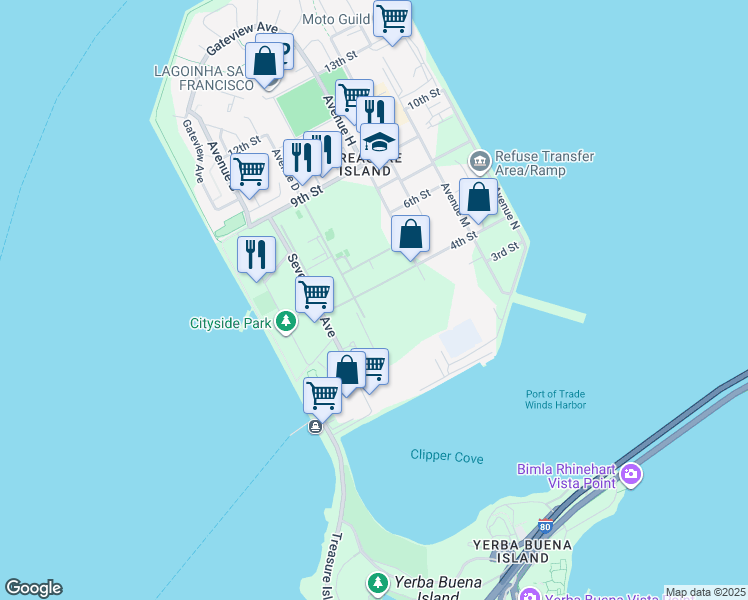 map of restaurants, bars, coffee shops, grocery stores, and more near in San Francisco