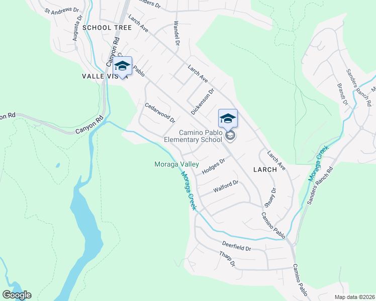 map of restaurants, bars, coffee shops, grocery stores, and more near 134 Oxford Drive in Moraga