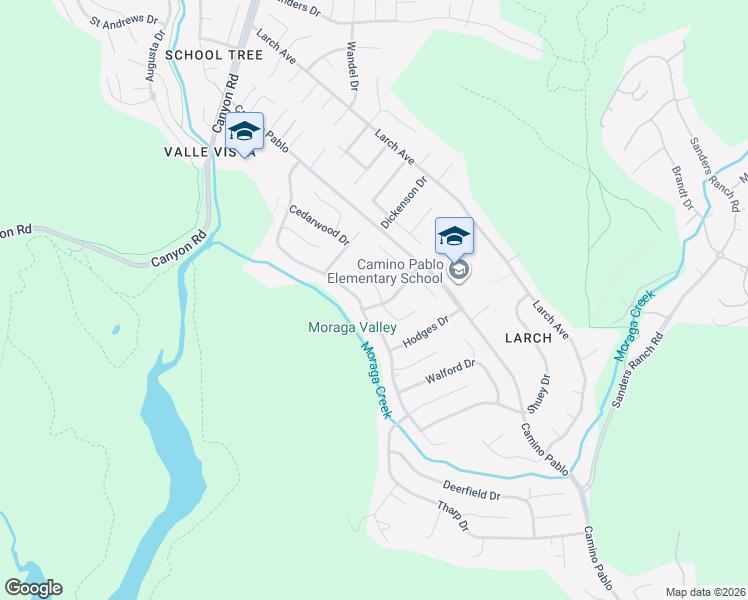 map of restaurants, bars, coffee shops, grocery stores, and more near 134 Oxford Drive in Moraga