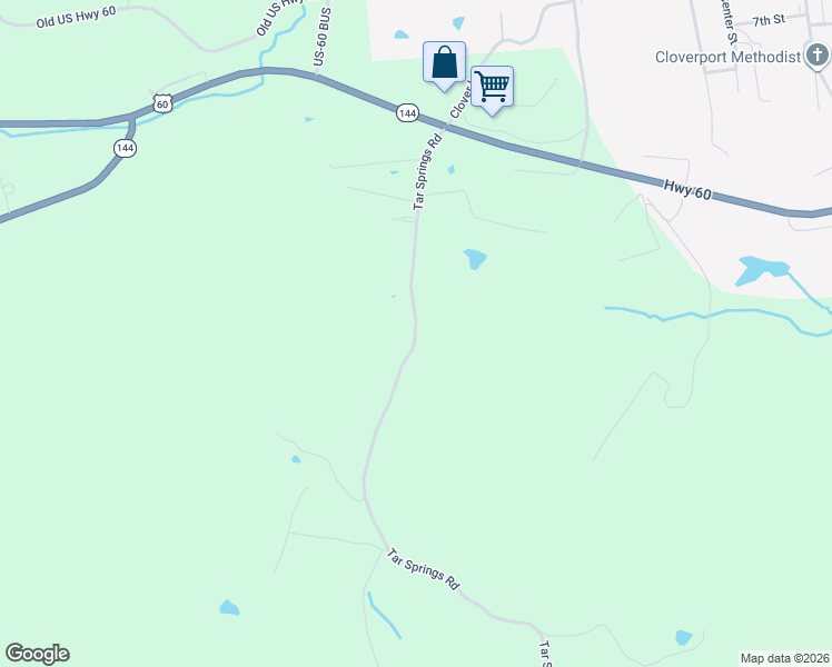 map of restaurants, bars, coffee shops, grocery stores, and more near Cloverport Balltown Road in Cloverport