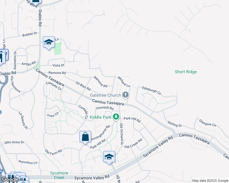 map of restaurants, bars, coffee shops, grocery stores, and more near 154 Molitas Road in Danville