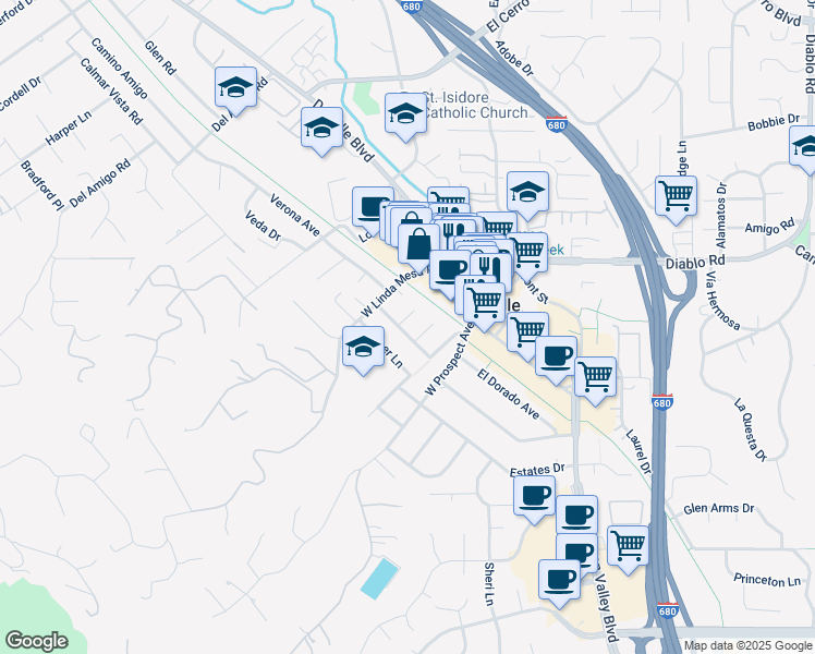 map of restaurants, bars, coffee shops, grocery stores, and more near 23 William Court in Danville
