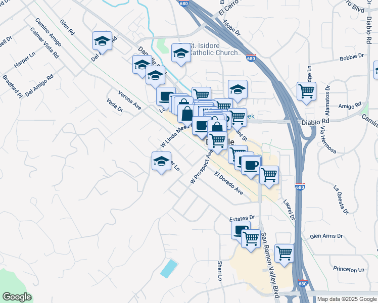 map of restaurants, bars, coffee shops, grocery stores, and more near 23 William Court in Danville