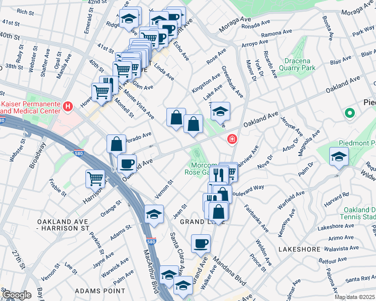 map of restaurants, bars, coffee shops, grocery stores, and more near 748 Oakland Avenue in Oakland