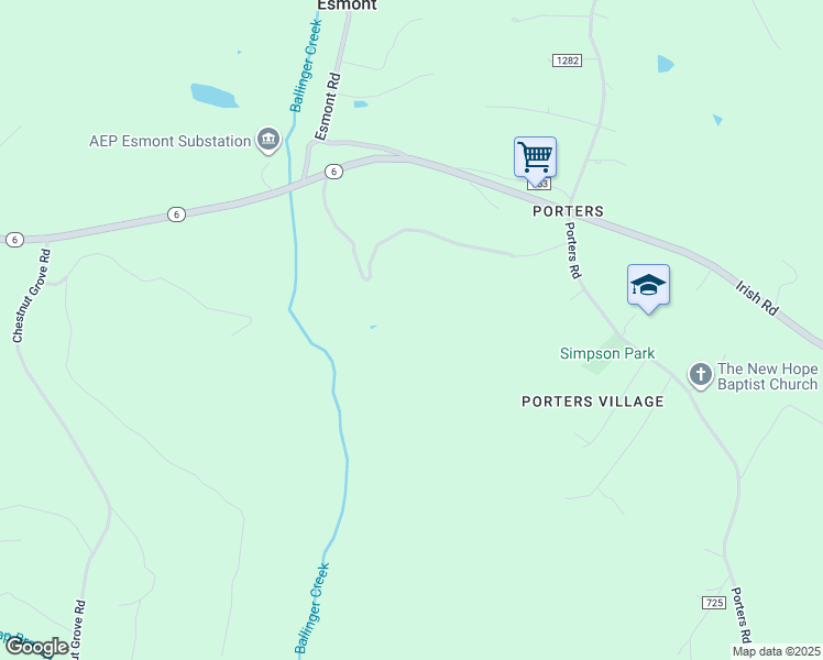 map of restaurants, bars, coffee shops, grocery stores, and more near 2951 Irish Road in Esmont