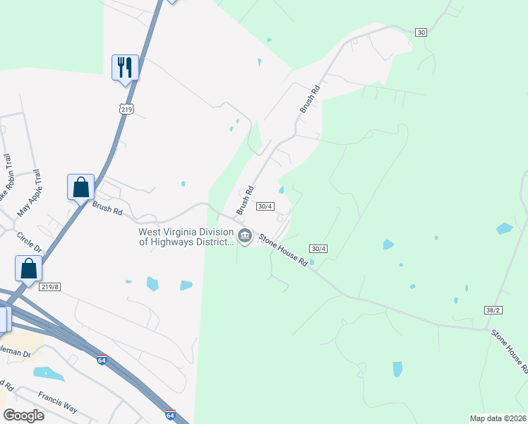 map of restaurants, bars, coffee shops, grocery stores, and more near 176 Stone Glen Lane in Lewisburg