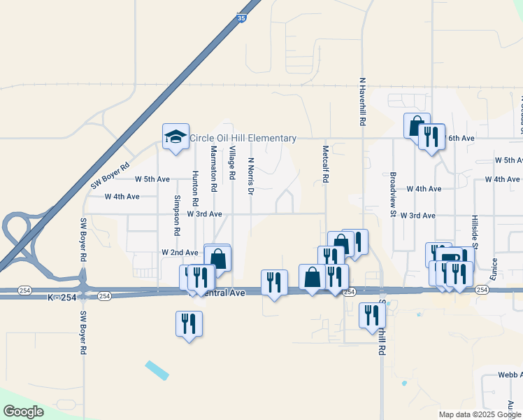 map of restaurants, bars, coffee shops, grocery stores, and more near 2568 West 3rd Avenue in El Dorado