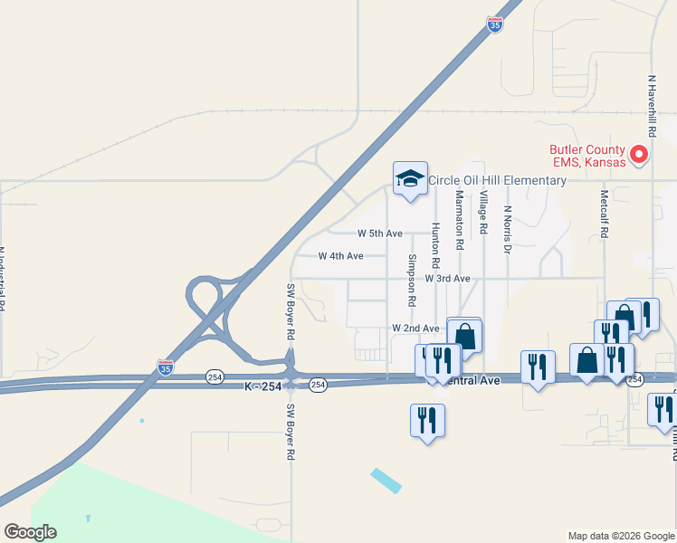 map of restaurants, bars, coffee shops, grocery stores, and more near 2983-3099 W 3rd Ave in El Dorado
