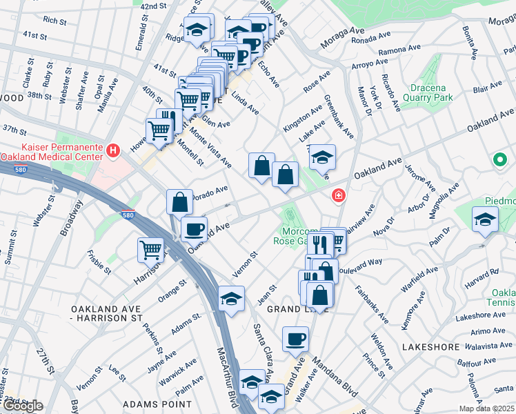 map of restaurants, bars, coffee shops, grocery stores, and more near 748 Oakland Avenue in Oakland