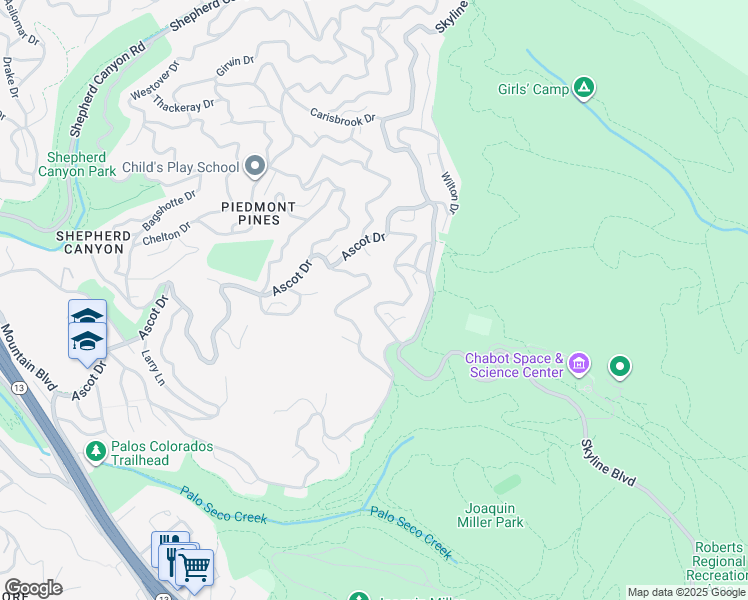 map of restaurants, bars, coffee shops, grocery stores, and more near 6261 Melville Drive in Oakland