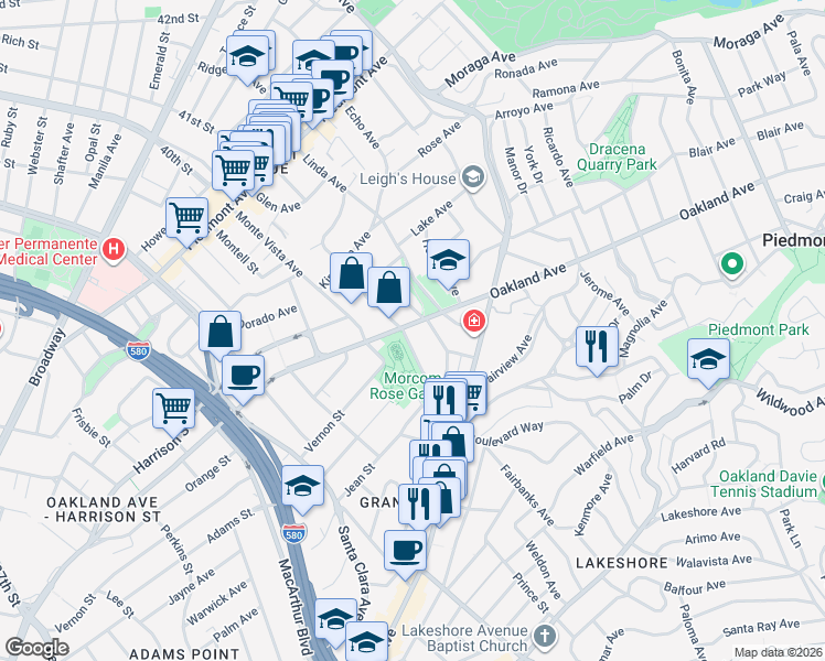 map of restaurants, bars, coffee shops, grocery stores, and more near 700 Jean Street in Oakland