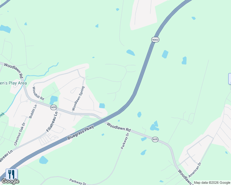 map of restaurants, bars, coffee shops, grocery stores, and more near Fox Ridge Road in Bardstown