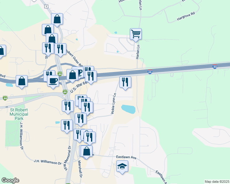 map of restaurants, bars, coffee shops, grocery stores, and more near 136 Vicky Lynn Lane in Waynesville
