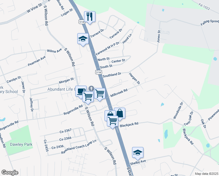 map of restaurants, bars, coffee shops, grocery stores, and more near 340 Smith Street in Radcliff