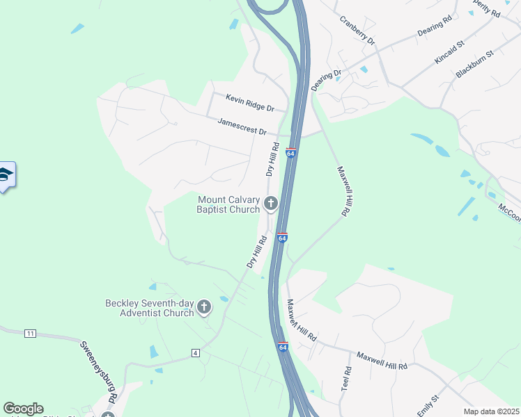 map of restaurants, bars, coffee shops, grocery stores, and more near 1175 Dry Hill Road in Beckley