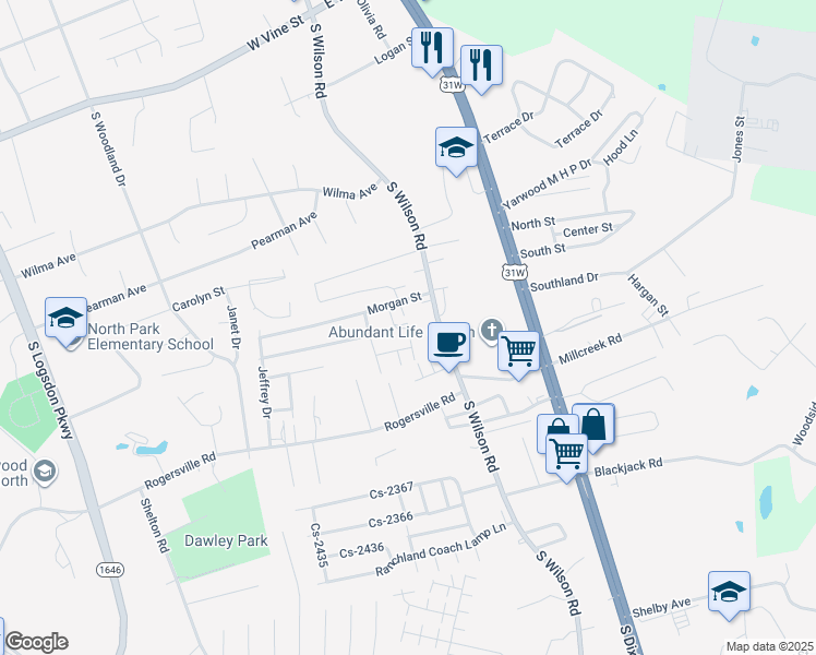 map of restaurants, bars, coffee shops, grocery stores, and more near 3 Browns Court in Radcliff