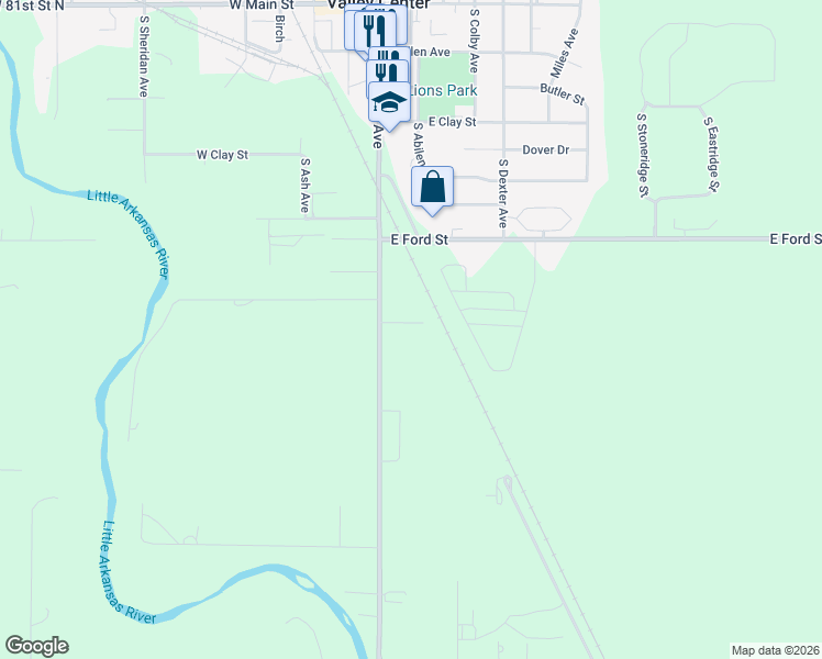 map of restaurants, bars, coffee shops, grocery stores, and more near 930 South Meridian Avenue in Valley Center