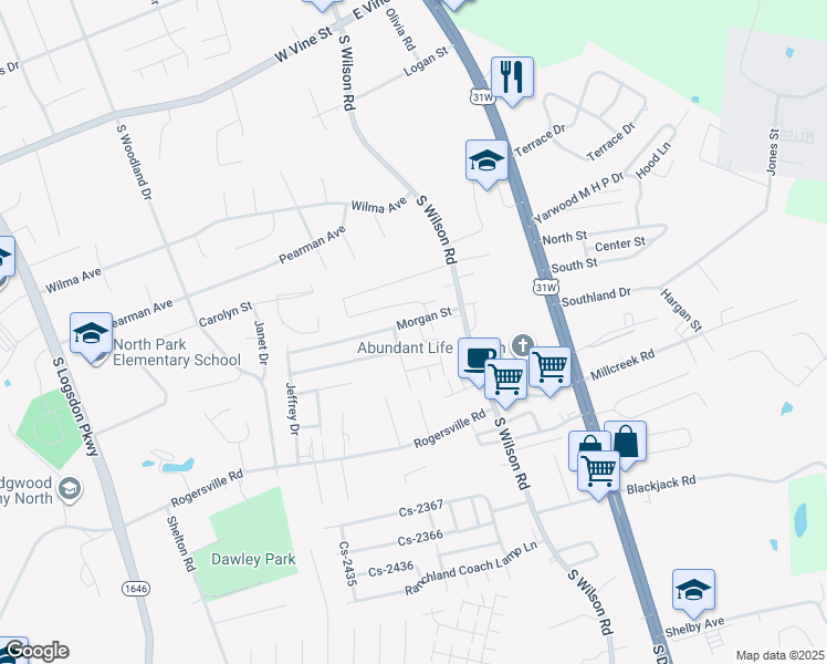 map of restaurants, bars, coffee shops, grocery stores, and more near 3 Browns Court in Radcliff