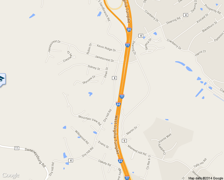 map of restaurants, bars, coffee shops, grocery stores, and more near 1175 Dry Hill Road in Beckley