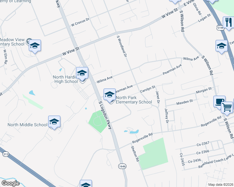 map of restaurants, bars, coffee shops, grocery stores, and more near 784 Pearman Avenue in Radcliff