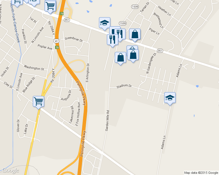 map of restaurants, bars, coffee shops, grocery stores, and more near 2643 Stadium Dr in Henderson