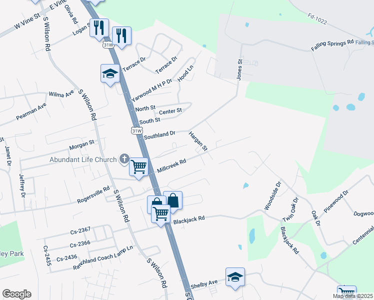 map of restaurants, bars, coffee shops, grocery stores, and more near 340-498 Smith Street in Radcliff