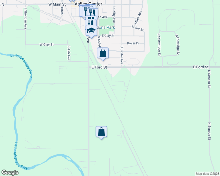 map of restaurants, bars, coffee shops, grocery stores, and more near 930 South Meridian Avenue in Valley Center