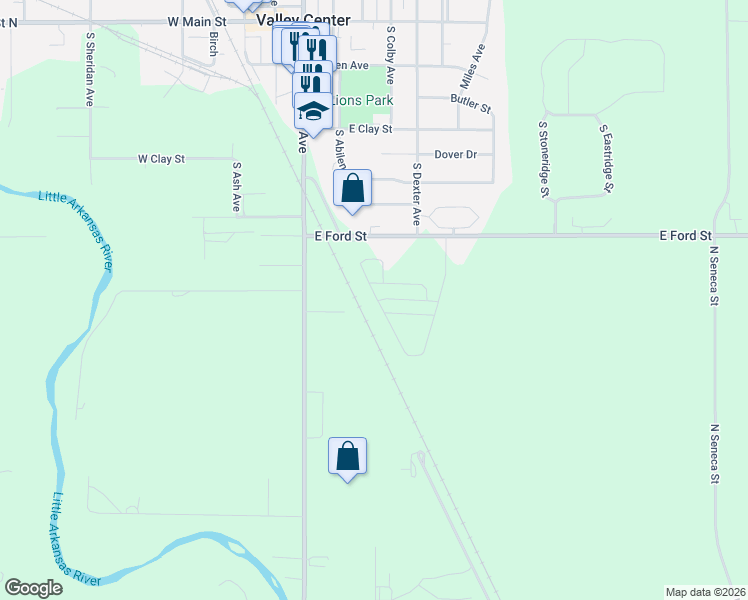 map of restaurants, bars, coffee shops, grocery stores, and more near 930 South Meridian Avenue in Valley Center