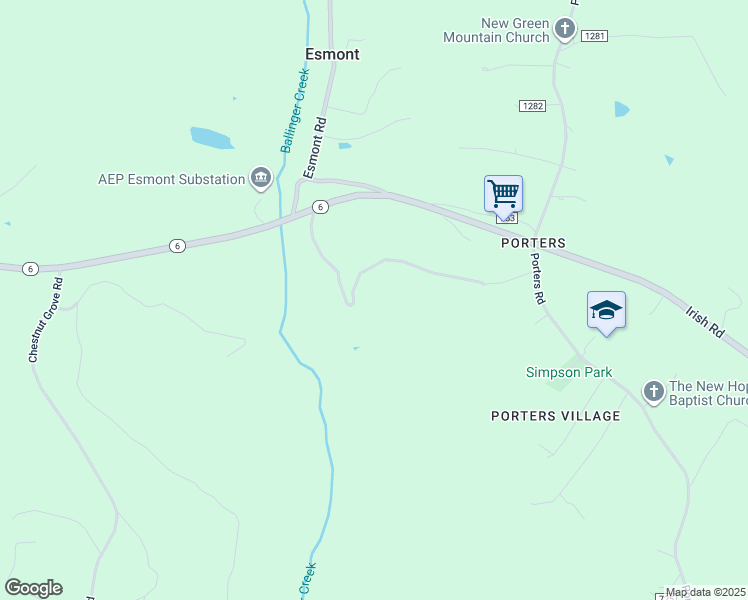 map of restaurants, bars, coffee shops, grocery stores, and more near 2951 Irish Road in Esmont