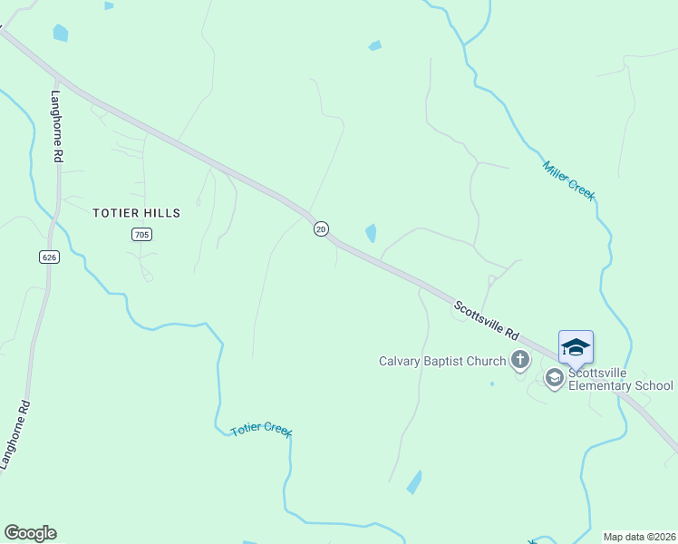map of restaurants, bars, coffee shops, grocery stores, and more near 7610 Scottsville Road in Scottsville
