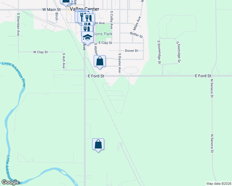 map of restaurants, bars, coffee shops, grocery stores, and more near 930 South Meridian Avenue in Valley Center