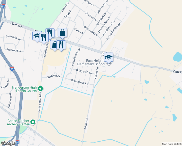 map of restaurants, bars, coffee shops, grocery stores, and more near 2475 Briarpatch Lane in Henderson