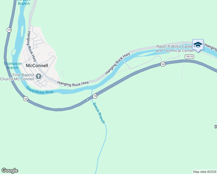 map of restaurants, bars, coffee shops, grocery stores, and more near State Highway 10 in McConnell