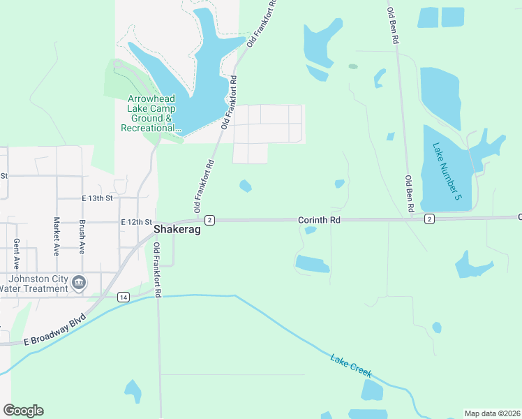 map of restaurants, bars, coffee shops, grocery stores, and more near Corinth Road in Johnston City