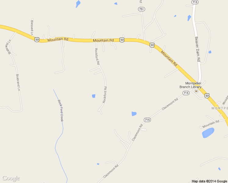 map of restaurants, bars, coffee shops, grocery stores, and more near 15216 Rockford Road in Montpelier