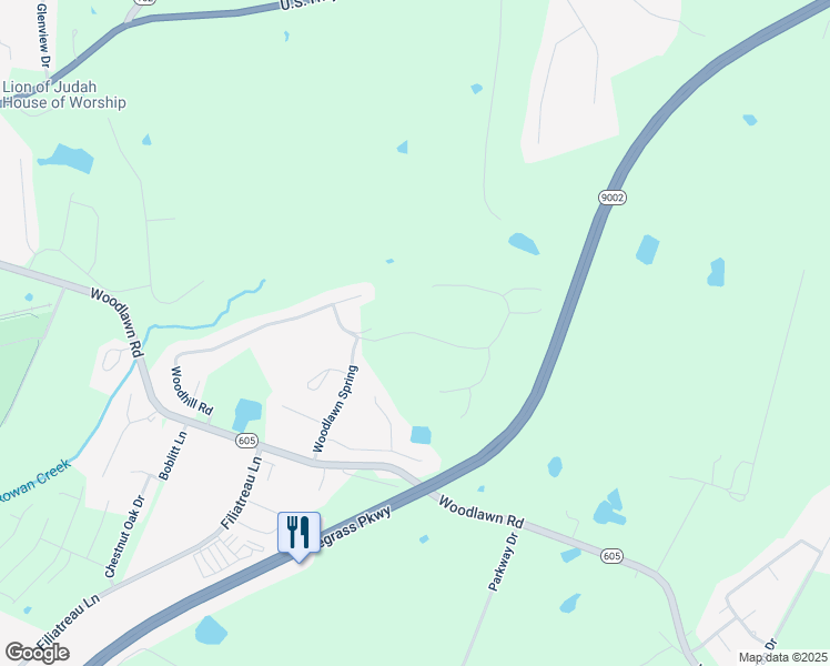 map of restaurants, bars, coffee shops, grocery stores, and more near Deep Springs Drive in Bardstown