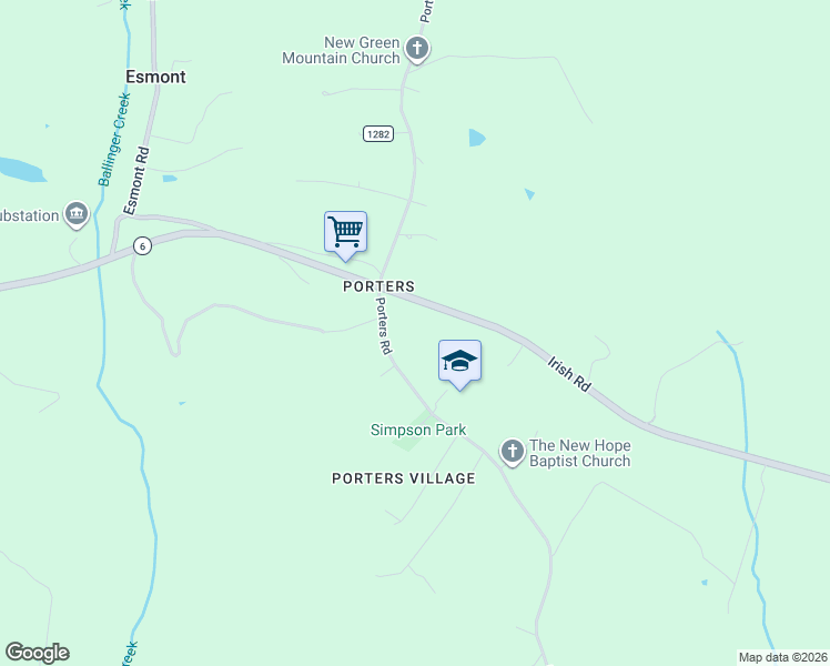 map of restaurants, bars, coffee shops, grocery stores, and more near 2581 Irish Road in Esmont