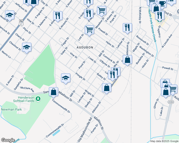 map of restaurants, bars, coffee shops, grocery stores, and more near 4278 State Route 136 West in Henderson
