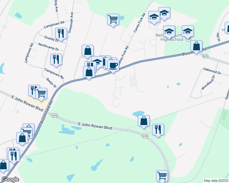 map of restaurants, bars, coffee shops, grocery stores, and more near 201 Pineview Drive in Bardstown