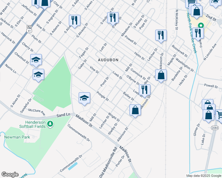 map of restaurants, bars, coffee shops, grocery stores, and more near 1218-1232 Handy Ave in Henderson