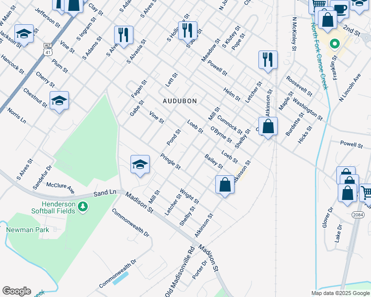 map of restaurants, bars, coffee shops, grocery stores, and more near 1218-1232 Handy Ave in Henderson