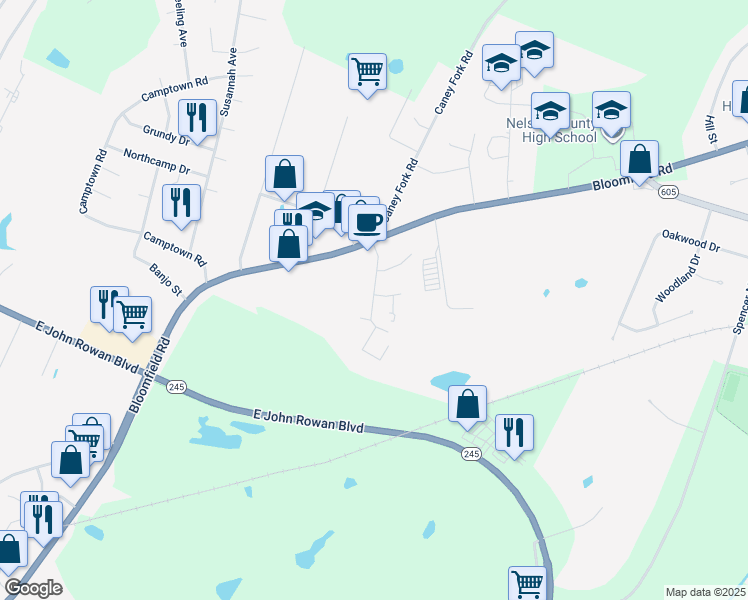 map of restaurants, bars, coffee shops, grocery stores, and more near 201 Pineview Drive in Bardstown