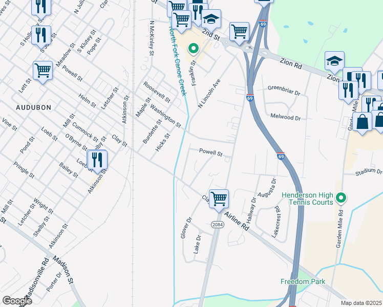 map of restaurants, bars, coffee shops, grocery stores, and more near 1900-1998 Powell St in Henderson